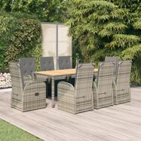 9-delige Tuinset met kussens poly rattan grijs - thumbnail