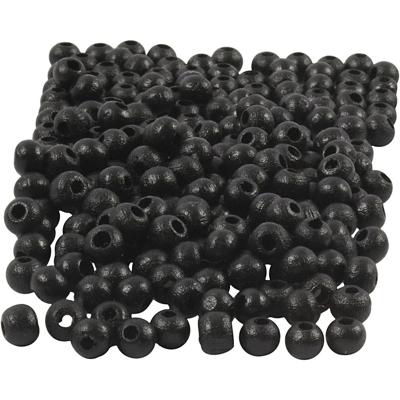 Creativ Company Houten kralen, d 5 mm, gatgrootte 1,5 mm, ca. 150 stuk, zwart, 6 gr/ 1 doos