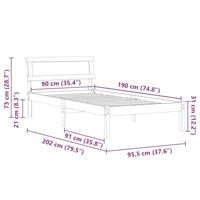 Bedframe met LED -striplichten met hoofdeinde Wasbruin 90 x 190 cm Grenenhout - thumbnail