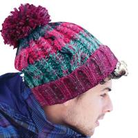 Beechfield CB486 Corkscrew Pom Pom Beanie - Winter Berries - One Size - thumbnail