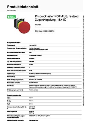 Schneider Electric XB5AT845 Noodstopknop Metalen frontring, Met NOT-AUS schakelaar, Rond, Terugstelbaar, Vergrendelbaar 120 V/AC 6 A 1x NC, 1x NO IP66, IP67,