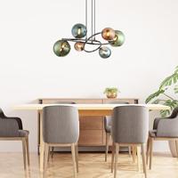 Globo Zwarte hanglampRiha gekleurd glas 6-lichts - 56142-6H - thumbnail