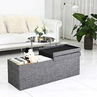 Opvouwbare Zitbank met opbergruimte en deksel - 80cm - Donkergrijs - thumbnail