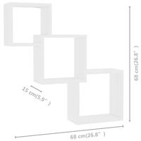 Wandschappen kubus 68x15x68 cm bewerkt hout wit - thumbnail