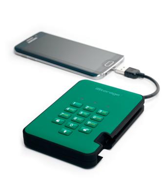 iStorage diskAshur2 SSD 128 GB Groen - Veilige draagbare Solid State Drive - Beveiligd met een wachtwoord - Stofdicht en waterdicht - Hardwarematige versleuteling