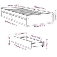 Bedframe met lades bewerkt hout gerookt eikenkleurig 90x200 cm - thumbnail