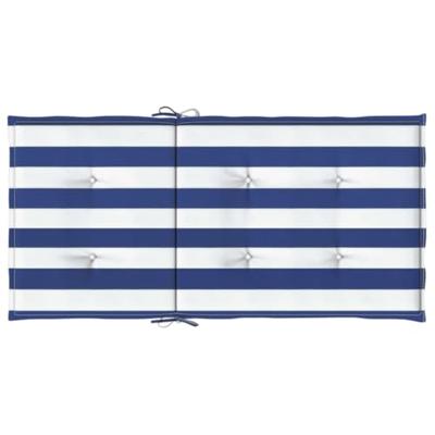 VidaXL Stoelkussens 2 st lage rug gestreept stof wit en blauw