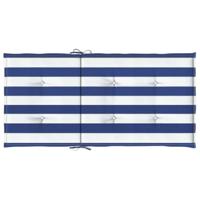 VidaXL Stoelkussens 2 st lage rug gestreept stof wit en blauw - thumbnail