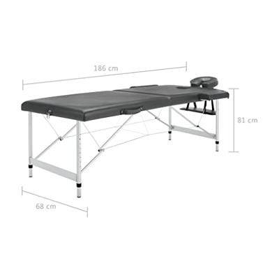 VidaXL Massagetafel met 2 zones 186x68 cm aluminium frame antraciet