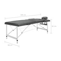 VidaXL Massagetafel met 2 zones 186x68 cm aluminium frame antraciet - thumbnail