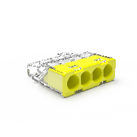 Conex lasklem 4 voudig geel mini met verbeterde grip 0.5 tot 2.5mm² 24A 450V CH2140S - thumbnail
