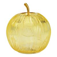 Decoratieve appel met 15 LED's en timer, van glas, geel (B/H/D) 16x17x16cm - thumbnail