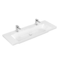 Wastafel Villeroy & Boch Subway 3.0 2 Kraangaten Zonder Overloop 130x47x16.5 cm Wit Alpin - thumbnail