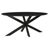 Sohome Ovale Eettafel 'Coco' Mangohout en staal, kleur Zwart, 180 x 90cm - thumbnail