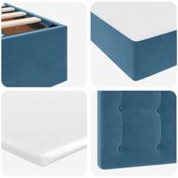 Opslag bed met matras met hoofdeinde Blauw 120 x 190 cm Fluweel - thumbnail