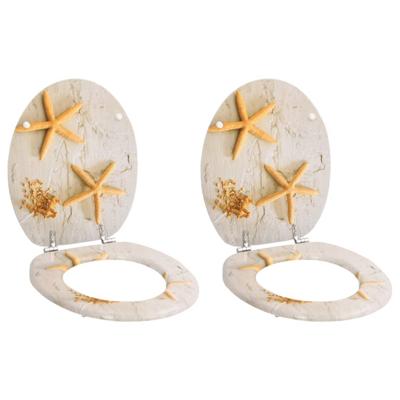 VidaXL Toiletbrillen met deksels 2 st zeester mdf