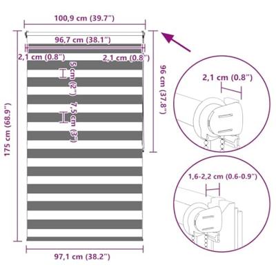 VidaXL Zebra rolgordijn 100,9 x 175 cm stofbreedte 96,7 cm koffiebruin
