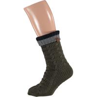 Heren anti-slip fleece/gebreide huissokken/slofsokken legergroen one size One size  - - thumbnail