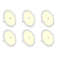 LED Downlight Slim 6-Pack met PIR Bewegingssensor - 12W Warm Wit 3000K - Ø170mm - thumbnail
