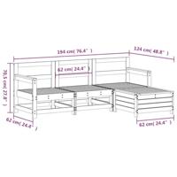 4-delige Loungeset massief grenenhout wit - thumbnail
