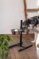 Standaard met 2 rvs 25 cm hondenvoerbakken zwart - thumbnail
