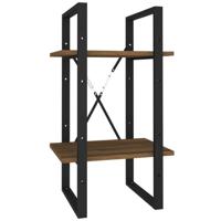 Boekenkast 2-laags 40x30x70 cm bewerkt hout bruineikenkleurig - thumbnail