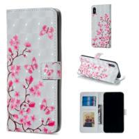 Butterfly Love bloem patroon horizontale Flip lederen hoes for iPhone X, met houder & Card Slots & Foto Frame & portemonnee - thumbnail