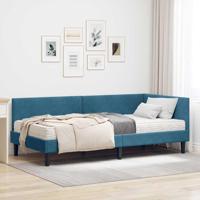 Hoekbedframe met Matras Anders 2 pcs Blauw Fluweel - thumbnail