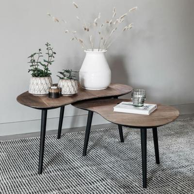DTP Home Organische Salontafel 'Organus' Teakhout, Set van 2 stuks, kleur Naturel