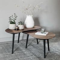 DTP Home Organische Salontafel 'Organus' Teakhout, Set van 2 stuks, kleur Naturel - thumbnail