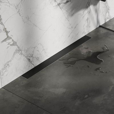 Brauer Douchegoot met Multifunctioneel Rooster en Flens Voor Wandmontage - 80 cm - Mat Zwart