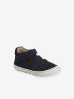 Babysandalen met klittenbandsluiting van leer voor de eerste stapjes marineblauw - thumbnail