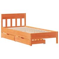 Bedframe zonder matras massief grenenhout wasbruin 90x200 cm - thumbnail