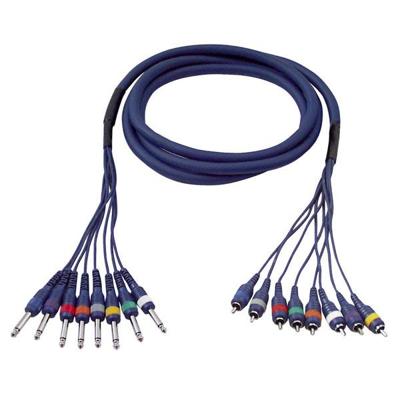 DAP FL64 Multikabel 8x Mono jack naar 8x RCA male 6m