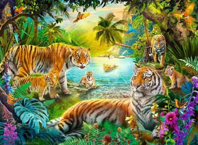 Ravensburger Tiger Family in the Oasis 500 stukjes - thumbnail