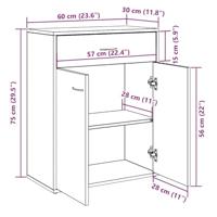 Dressoir 60x30x75 cm bewerkt hout artisanaal eikenkleurig - thumbnail