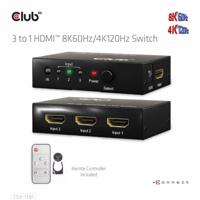 Club 3D 3 - 1 hdmi switch 8k 60hz / 4k 120hz (zwart) - thumbnail