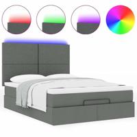 Ottoman bed met matras en LED's 140x200cm stof donkergrijs - thumbnail