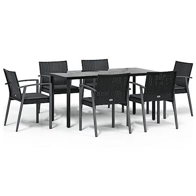 7-delige Tuinset met kussens poly rattan en staal