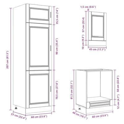 7-delige Keukenkastenset Porto bewerkt hout oud houtkleurig