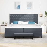 Boxspring bed met matras Donkergrijs 200 x 200 cm Fluweel - thumbnail