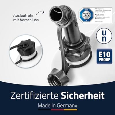Hunersdorff Dubbele jerrycan voor brandstof | inhoud 5,5 + 3 l | natuur HDPe | L316xB145xH312mm | 1 stuk - 824900 824900 - thumbnail