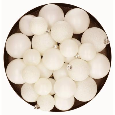 Decoris kerstballen set Plastic 30st wolwit 4-5-6cm Decoris kerstballen set Plastic 30st wolwit 4-5-6cm