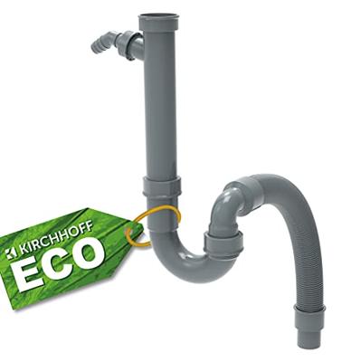 Kirchhoff ECO-SAVE Kunststof flexibele spoelbak buisvormige sifon, grijs, 3/4" x 1 1/2" x 3/4" mondstuk x 40/50 mm, met apparaataansluiting - 98836549 - thumbnail