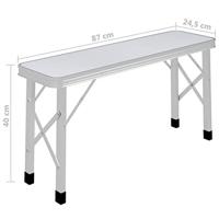 Campingtafel inklapbaar met 2 banken aluminium wit - thumbnail