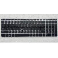 Notebook keyboard for HP EliteBook 850 G3 G4 ZBook 15u G3 with pointer silver frame backlit OEM - thumbnail