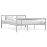 VidaXL Bedframe metaal grijs en wit 140x200 cm - thumbnail