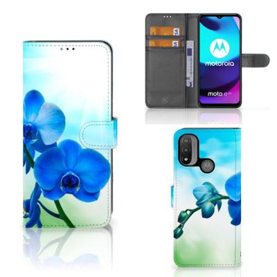 Motorola Moto E20 | E30 | E40 Hoesje Orchidee Blauw - Cadeau voor je Moeder Motorola Moto E20 | E30 | E40 Hoesje Orchidee Blauw - Cadeau voor je Moeder