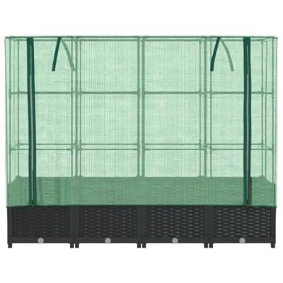 VidaXL Verhoogde plantenbak met kashoes rotanlook 160x40x138 cm VidaXL Verhoogde plantenbak met kashoes rotanlook 160x40x138 cm