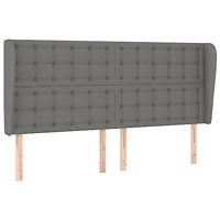 Hoofdbord met randen 163x23x118/128 cm stof donkergrijs - thumbnail